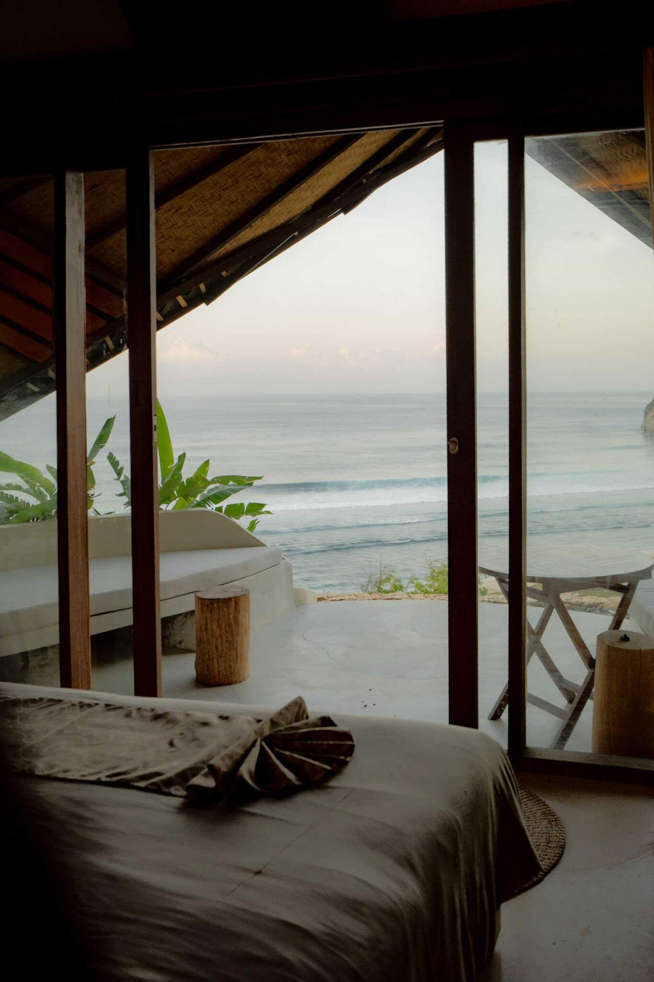 Ocean view from a serene beachfront villa at Elysian Cove, offering peaceful hotel accommodation in Sumbawa.